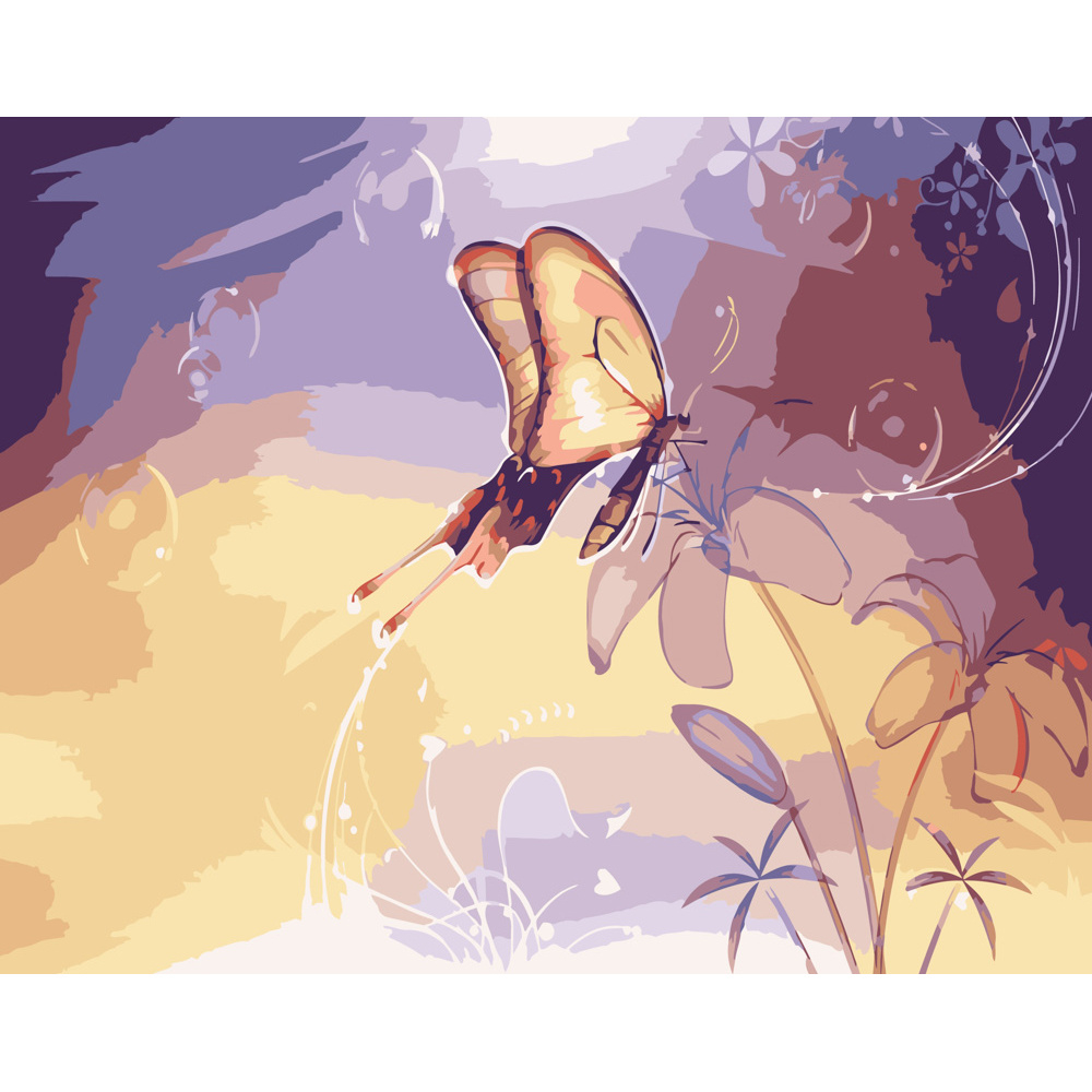 Фото, Видеообзоры картина за номерами strateg преміум абстракція з метеликом розміром 40х50 см (dy142)