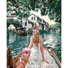 Картина за номерами Strateg ПРЕМІУМ Follow me. На краю світу з лаком розміром 40х50 см SY6123