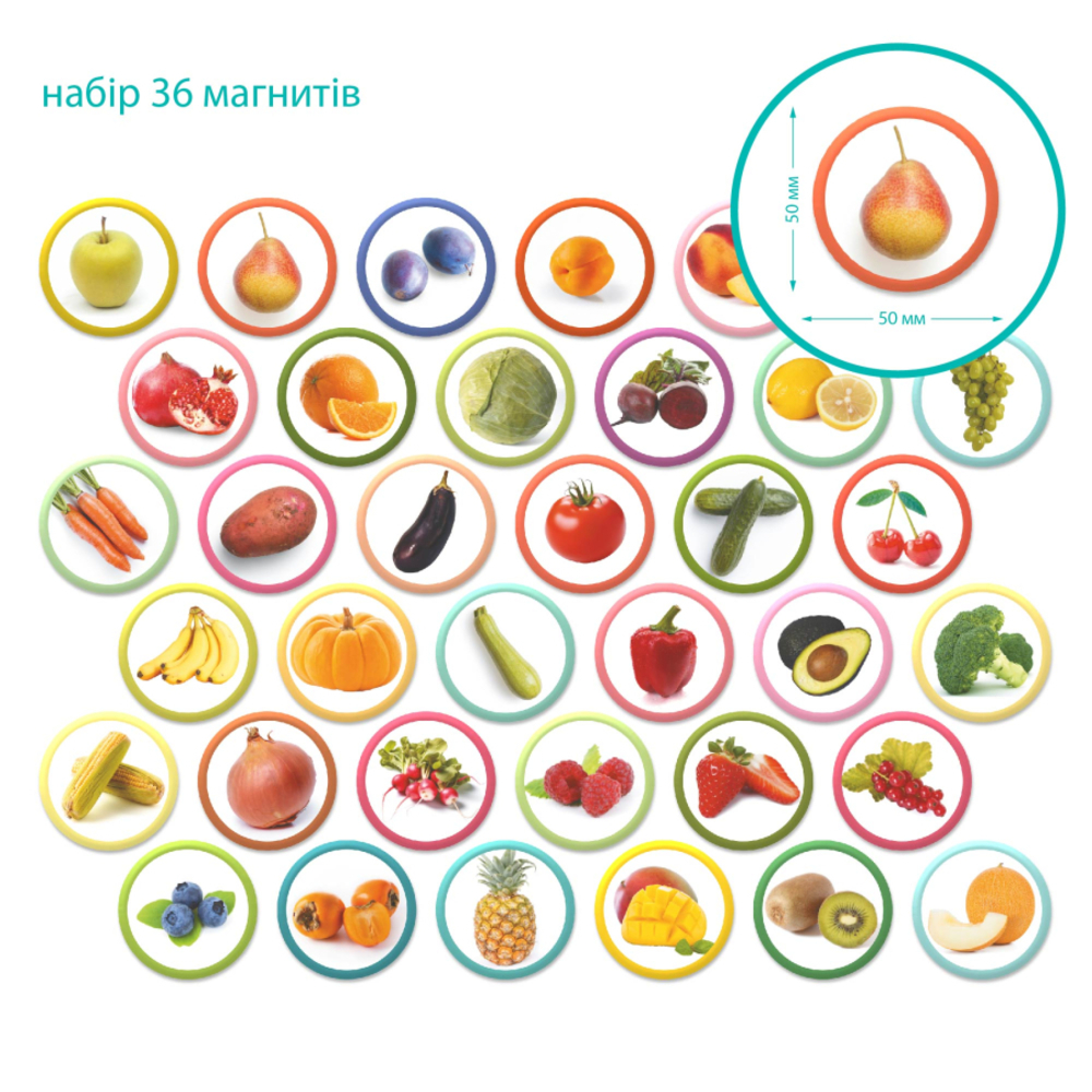 Фото, Видеообзоры набір магнітів dodo монтессорі овочі, фрукти і ягоди