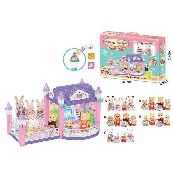 Игровой набор Флоксовые животные 20055 (24шт/2)Домик, 2 фигурки в комплекте, свет, звук, в кор.