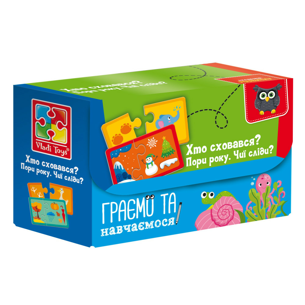 Фото, Відеоогляди гра настільна «знайди пару. пори року. чиї сліди? хто заховався» vladi toys vt5003-04