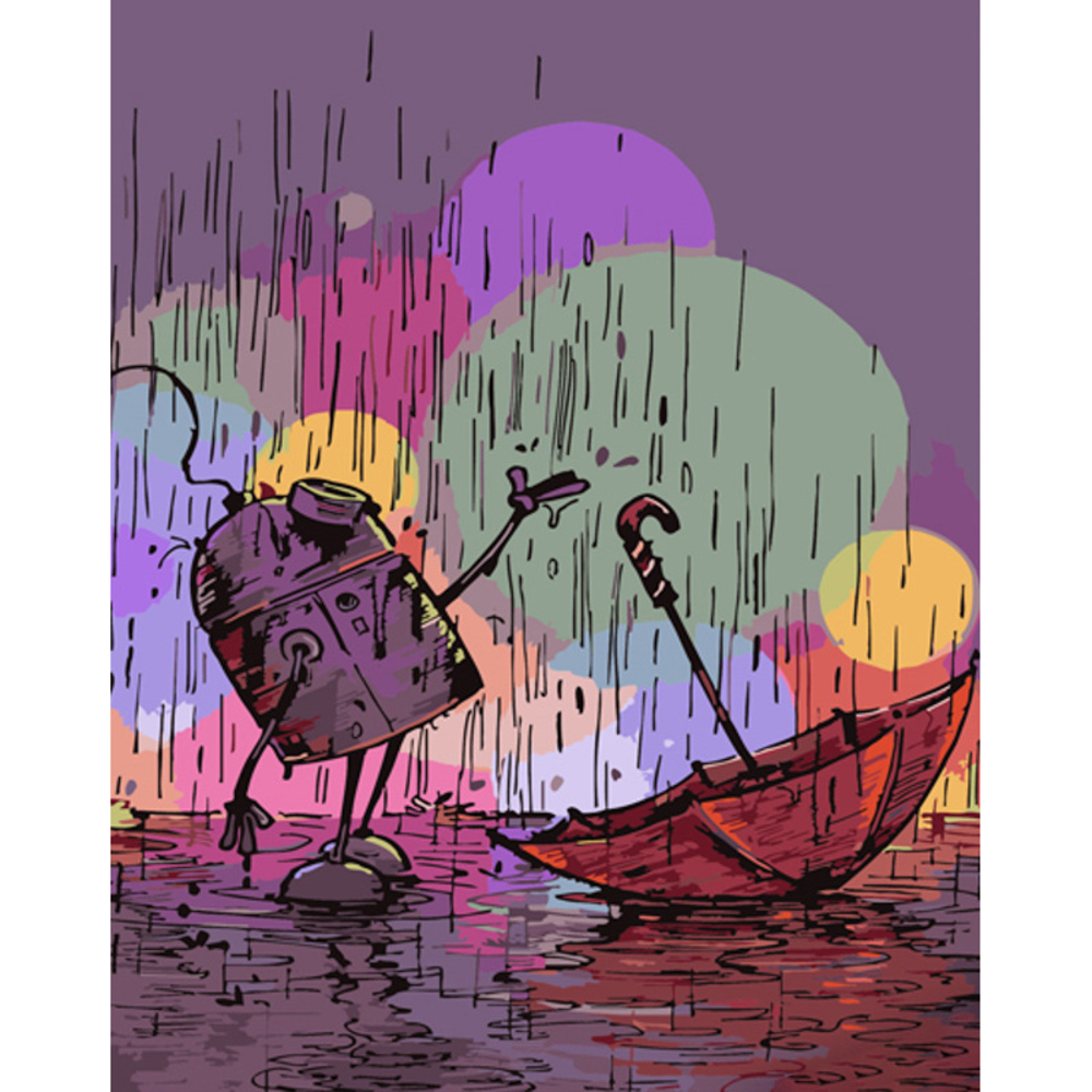 Фото, Відеоогляди картина за номерами strateg преміум воллі під дощем розміром 40х50 см (gs804)