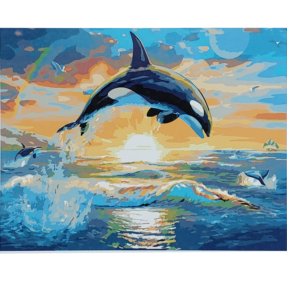 Фото, Відеоогляди картина за номерами strateg преміум косатка на заході з лаком розміром 40х50 см (sy6915)