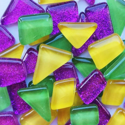 Фото, Видеообзоры скляна мозаїка «mosaaro. mosaic mix: green, yellow, glitter purple» ma5002