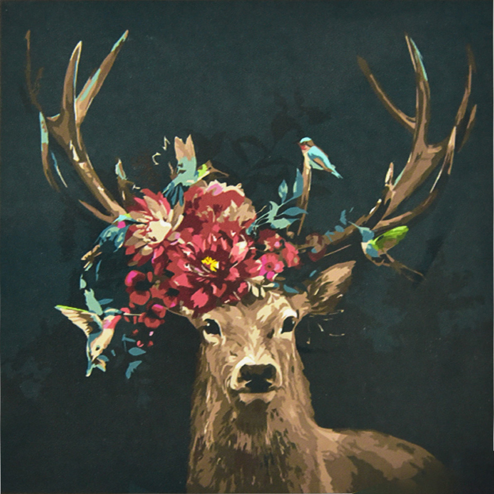 Фото, Видеообзоры картина за номерами strateg   олень з квітами розміром 50х50 см (aa007)