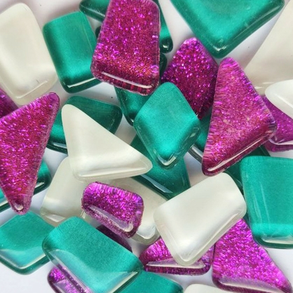 Фото, Видеообзоры набір для творчості скляна мозаїка «mosaaro. mosaic mix: white, turquoise, glitter purple» ma5004