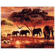 Картина за номерами Strateg ПРЕМІУМ Африка з лаком розміром 40х50 см VA-2104