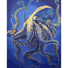 Картина за номерами Strateg ПРЕМІУМ Морський мешканець з лаком розміром 40х50 см VA-3410