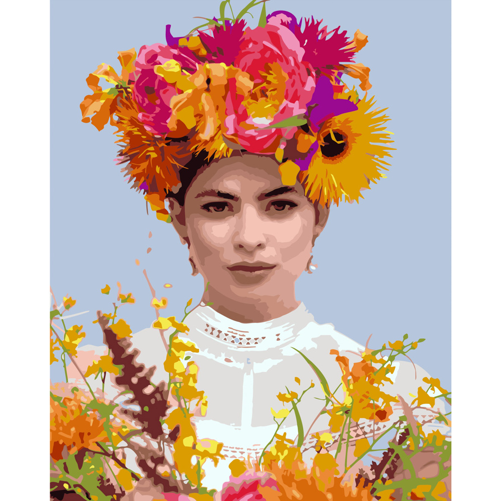 Фото, Видеообзоры картина за номерами strateg преміум дівчина у віночку розміром 40х50 см (gs224)