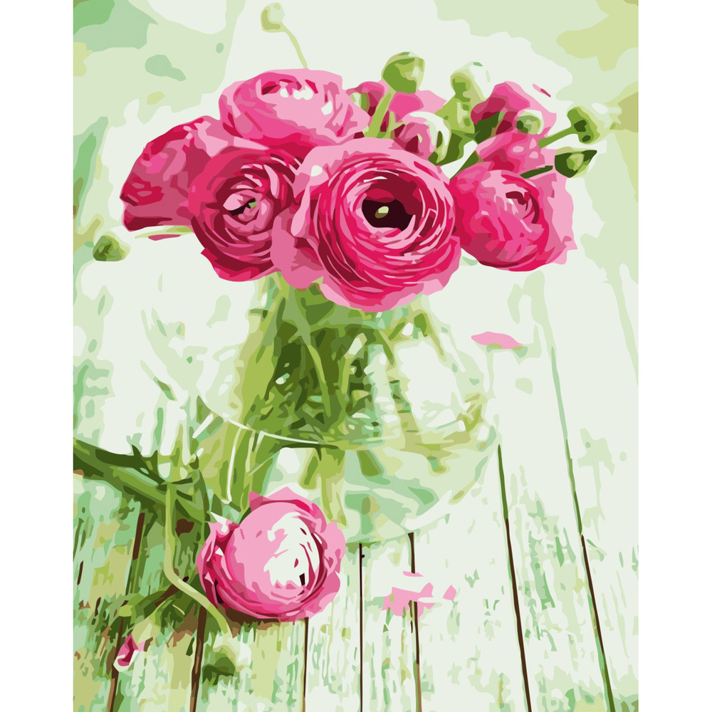 Фото, Видеообзоры картина за номерами strateg преміум ваза з півоніями з лаком розміром 40х50 см va-3314.