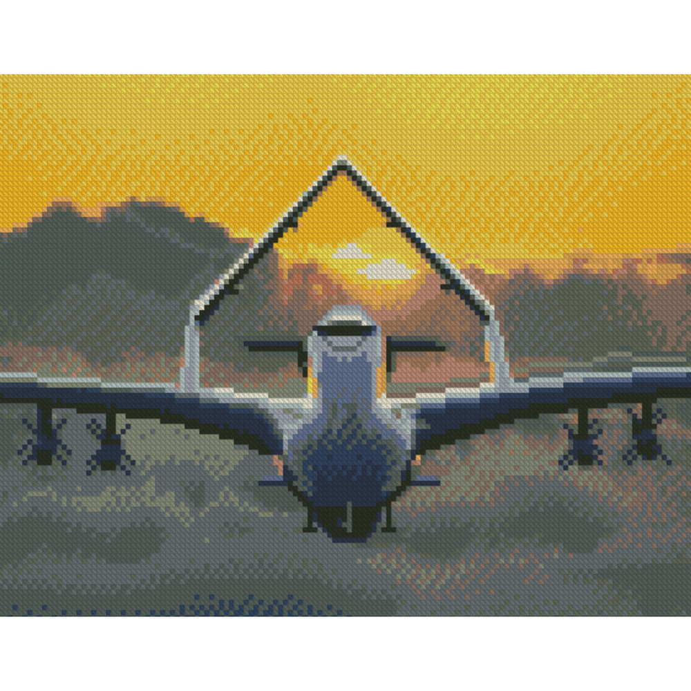 Фото, Відеоогляди алмазна мозаїка strateg преміум байрактар на заході сонця розміром 30х40 см (hx495)