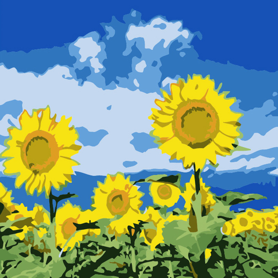 Картина за номерами Strateg Соняшник у полі розміром 20х20 см (HH5577)