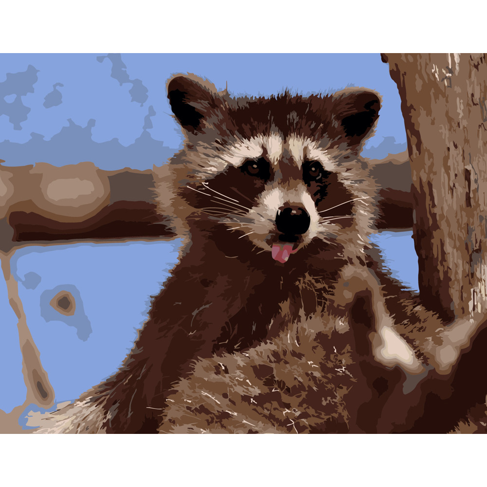 Фото, Видеообзоры картина за номерами strateg преміум смішний єнотик розміром 40х50 см (dy088)