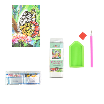 Фото, Відеоогляди алмазна мозаїка strateg преміум метелик без підрамника розміром 10х15 см (yab28689)