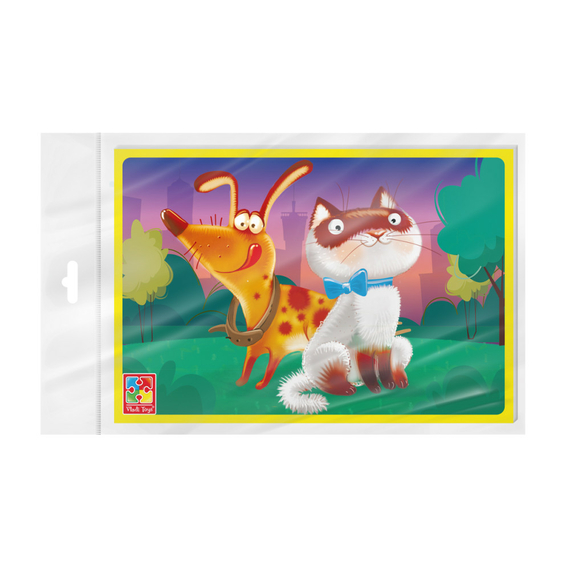 Гра розвиваюча Vladi Toys м'які пазли А5. Котик та песик. VT1104-20