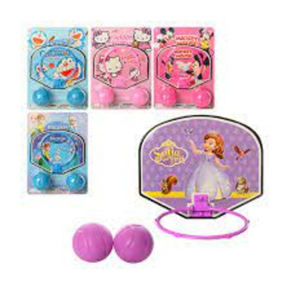 Баскетбольне кільце M 5438 (240шт) 11см, щит пластик мяч 2шт,5см, 5видов, на листе, 19-26,5-5,5см