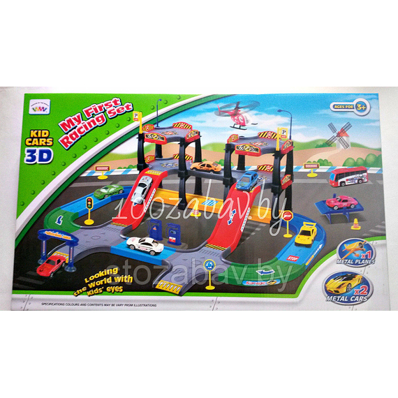 Гараж P1788 (18шт)3машинки,трейлер,в кор. 48*30*5см