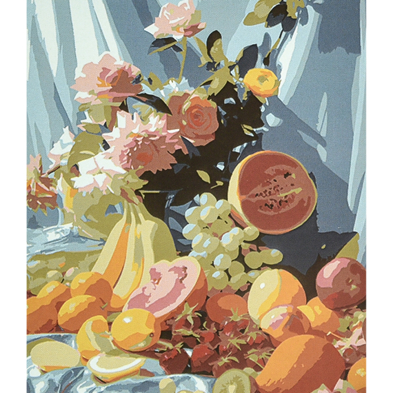 Картина за номерами Strateg ПРЕМІУМ Літня гармонія на столі з лаком та рівнем розміром 40х50 см (VA-4660)