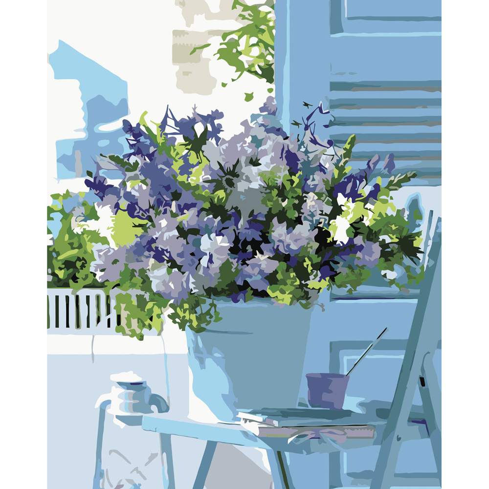 Фото, Відеоогляди картина за номерами strateg преміум квіти в горщику з лаком розміром 40х50 см va-3615