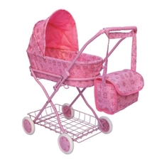 Коляска 9325 (6шт)зимняя,с сеткой,с сумкой,роз.кол,ткань розов.и голуб,в пак. 42,5*35*67см