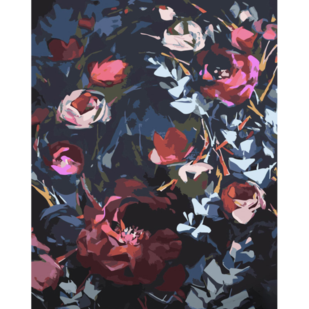 Фото, Відеоогляди картина за номерами strateg преміум загадковий букет з лаком та з рівнем розміром 40х50 см (gs1398)