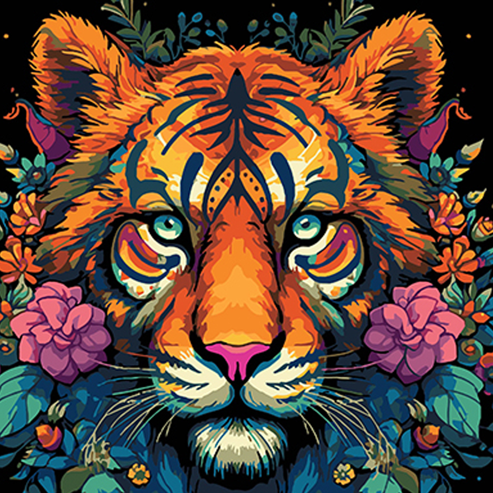 Фото, Відеоогляди картина за номерами strateg преміум яскравий тигр на чорному фоні розміром 40х40 см (av4040-78)