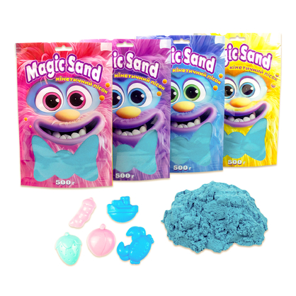 Фото, Видеообзоры кінетичний пісок strateg magic sand в пакеті 39403-3 блакитний, 0,500 кг
