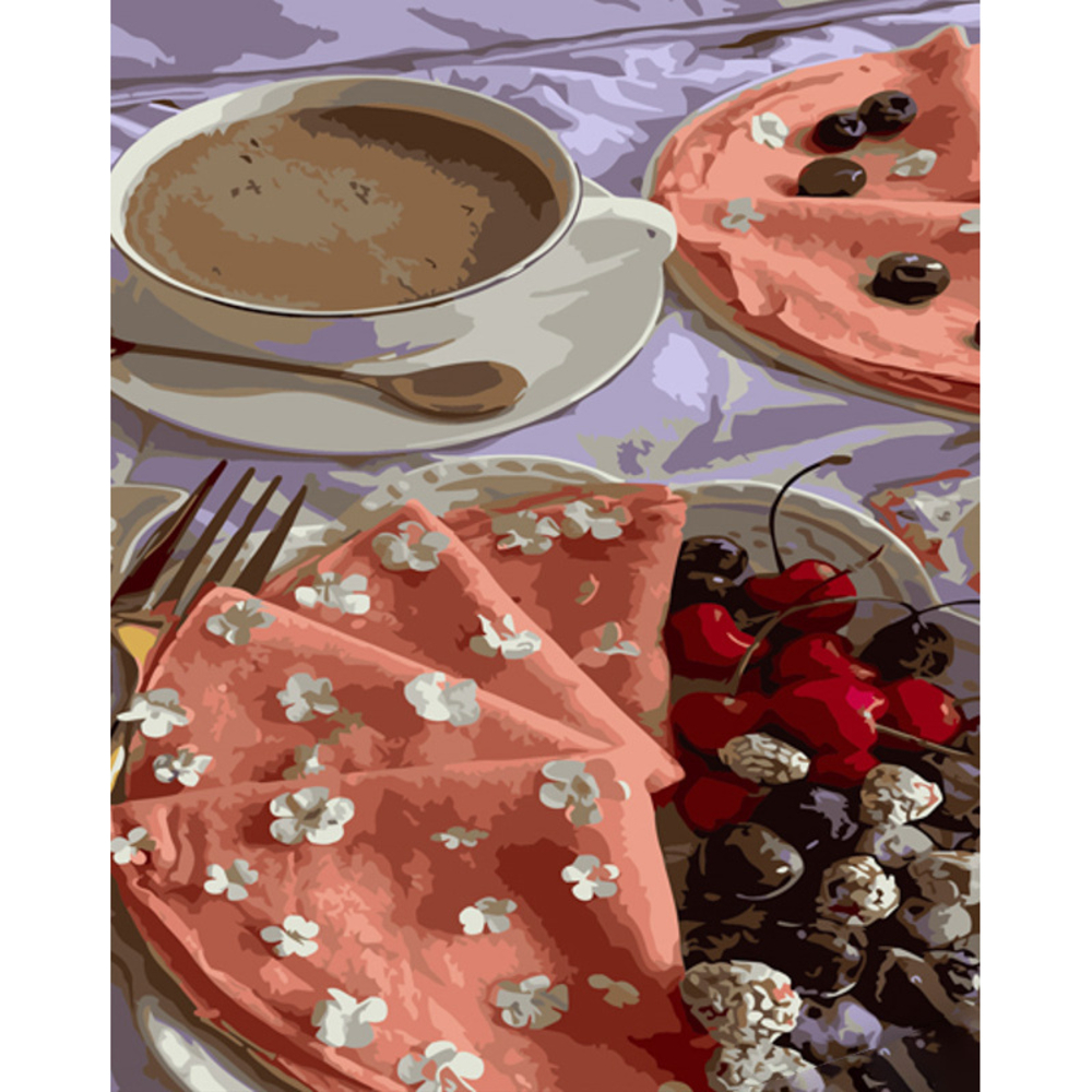 Фото, Відеоогляди картина за номерами strateg преміум млинці з фруктами з лаком розміром 40х50 см (gs1265)