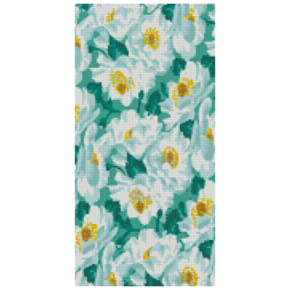 Фото, Відеоогляди алмазна мозаїка strateg преміум білі квіти 50х25 см ba-0005