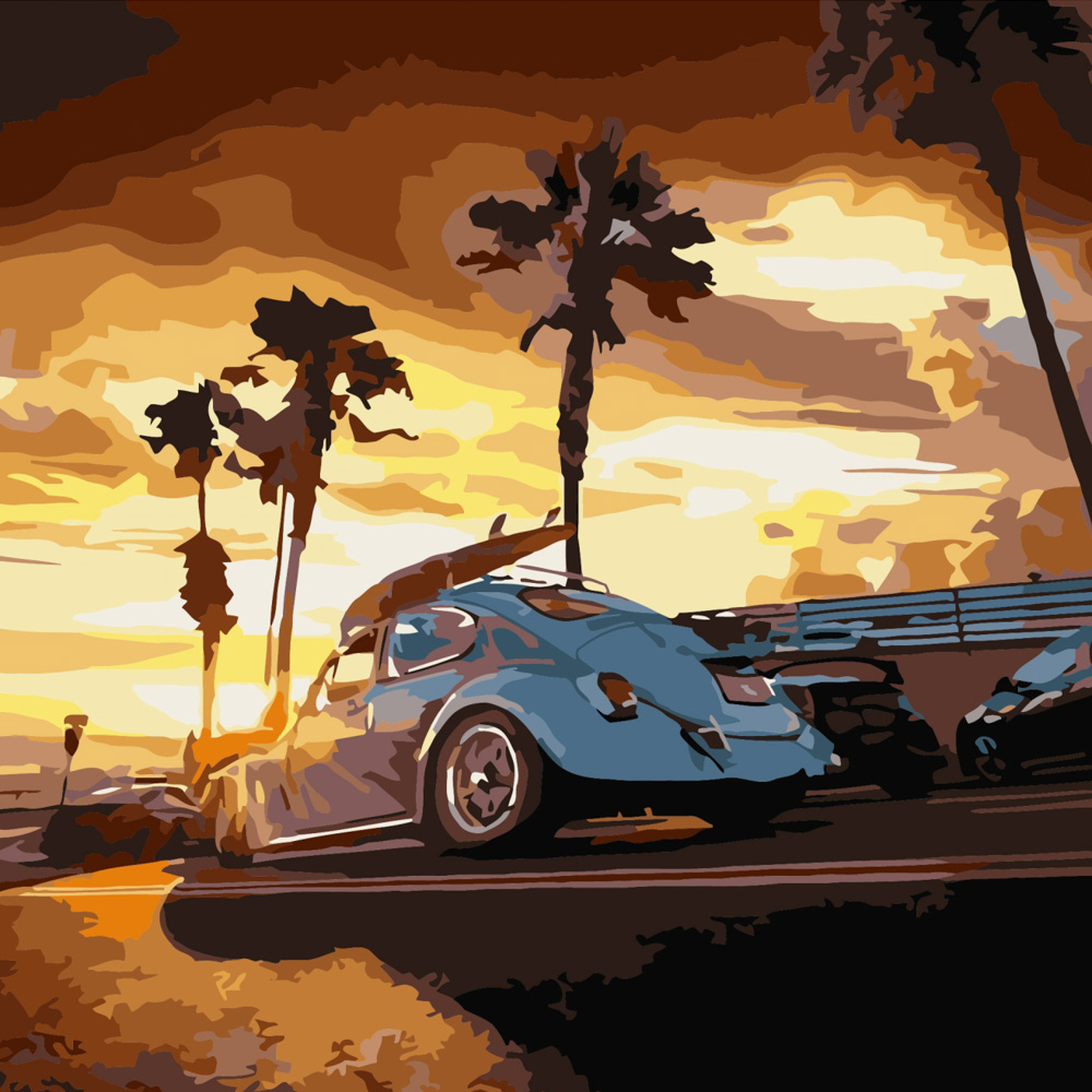 Фото, Видеообзоры картина за номерами strateg преміум ретро майямі розміром 40х40 см (sk009)