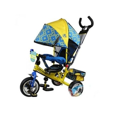 Велосипед LE-3-02UKR (1шт) EVA Foam, три колеса, колясочный,желто-голубой,усил.двойн.ручка,подшипник