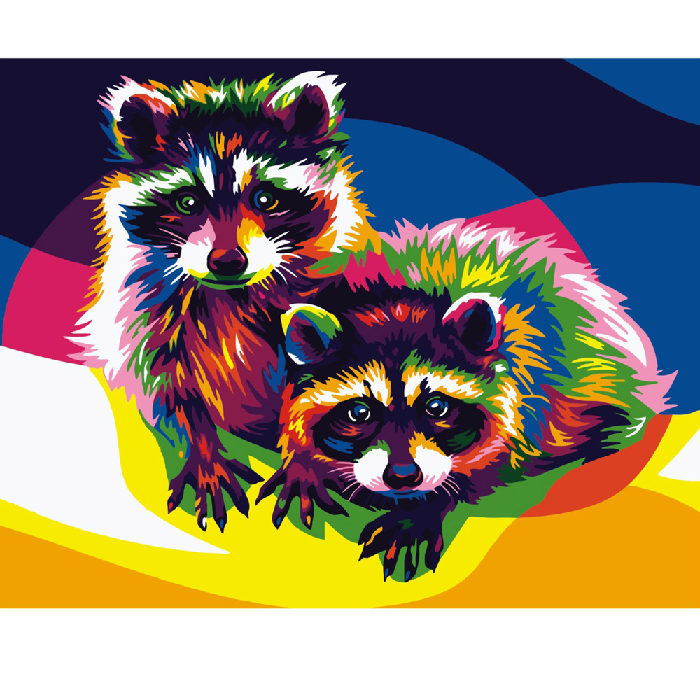 Фото, Відеоогляди картина за номерами strateg преміум поп-арт єнотики з лаком розміром 40х50 см va-0154