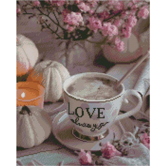 Алмазна картина Strateg ПРЕМІУМ Чашечка кохання розміром 40х50 см FA40891