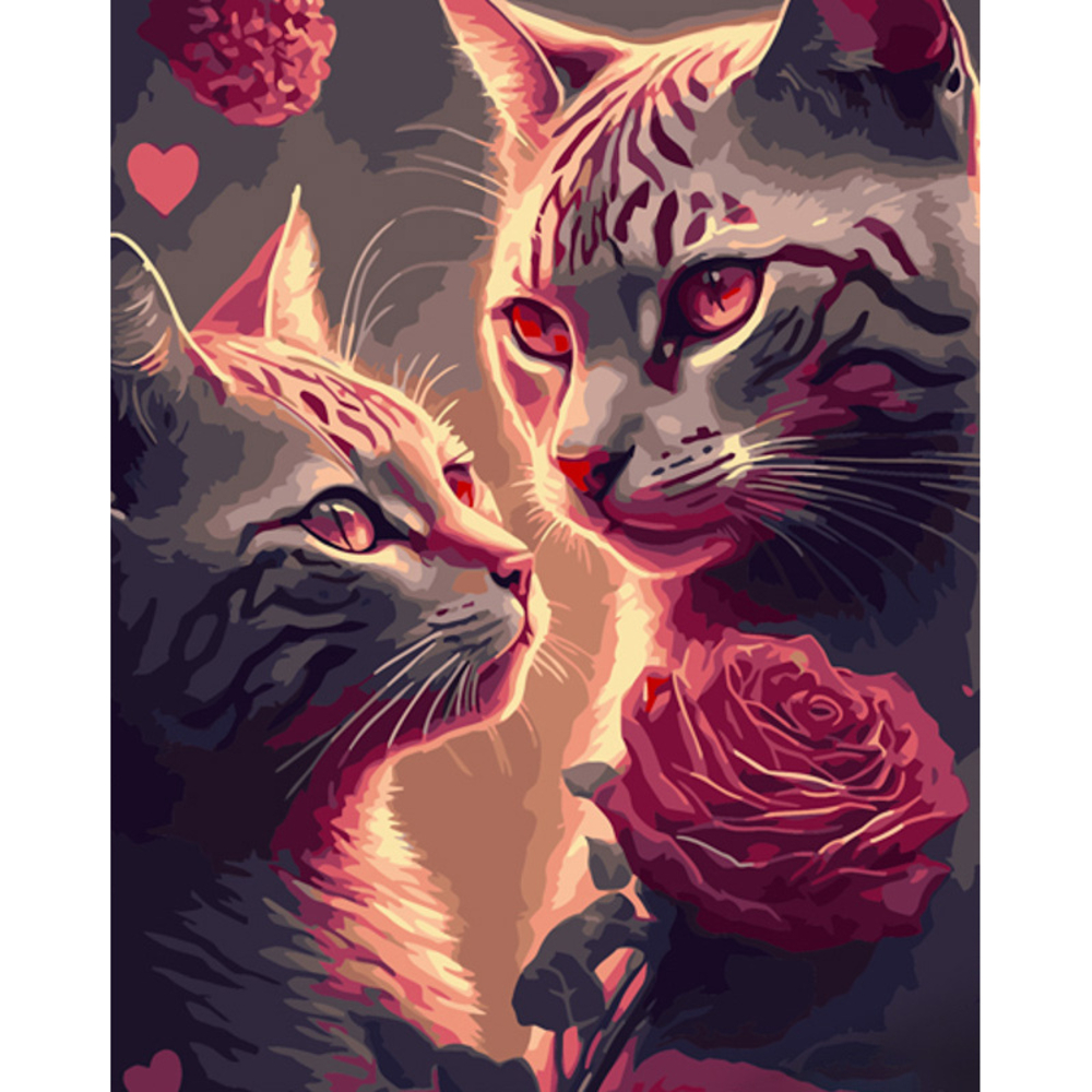 Фото, Відеоогляди картина за номерами strateg преміум загадкові коти розміром 40х50 см (gs899)