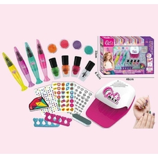 Набір для манікюру 666-8 (36/2) 8 лаків, 2бафи, 4 глітери, наліпки, лампа, в кор