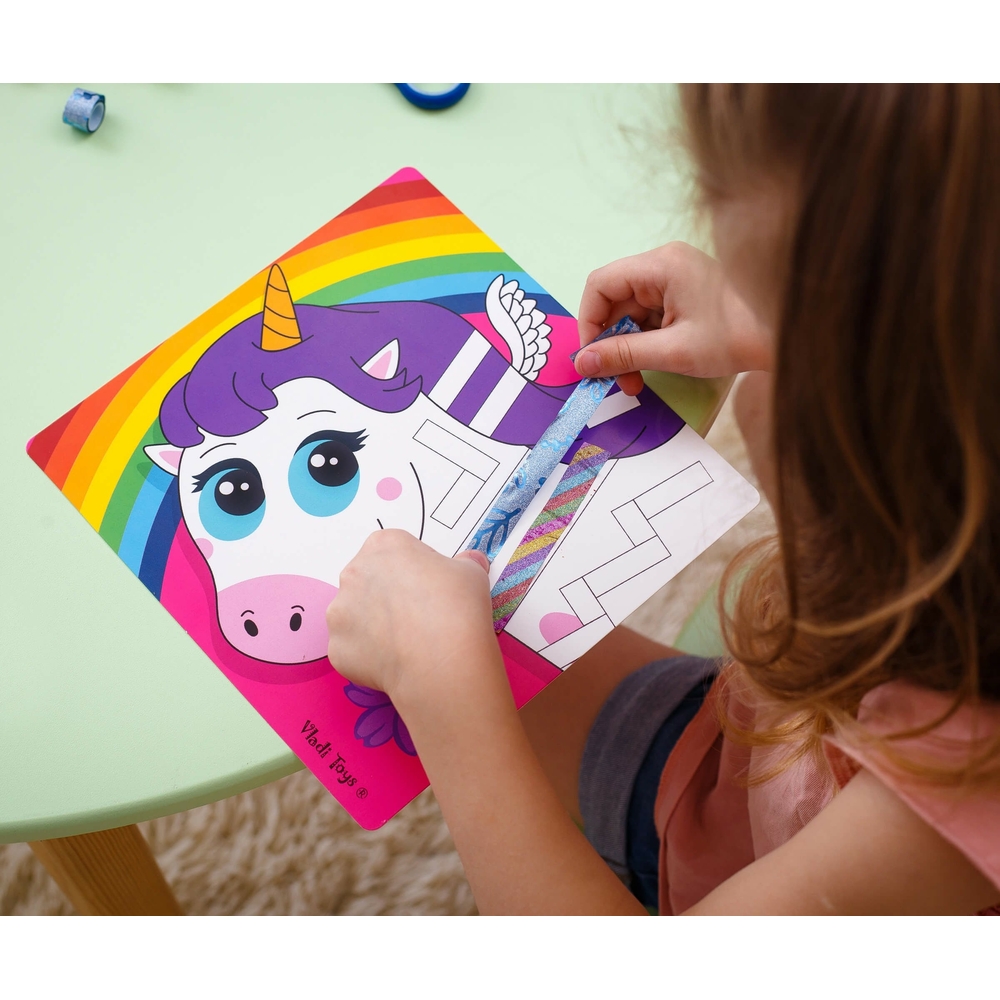 Фото, Видеообзоры набір для творчості з декоративним скотчем «sticky strips. єдиноріг» vladi toys vt4433-03