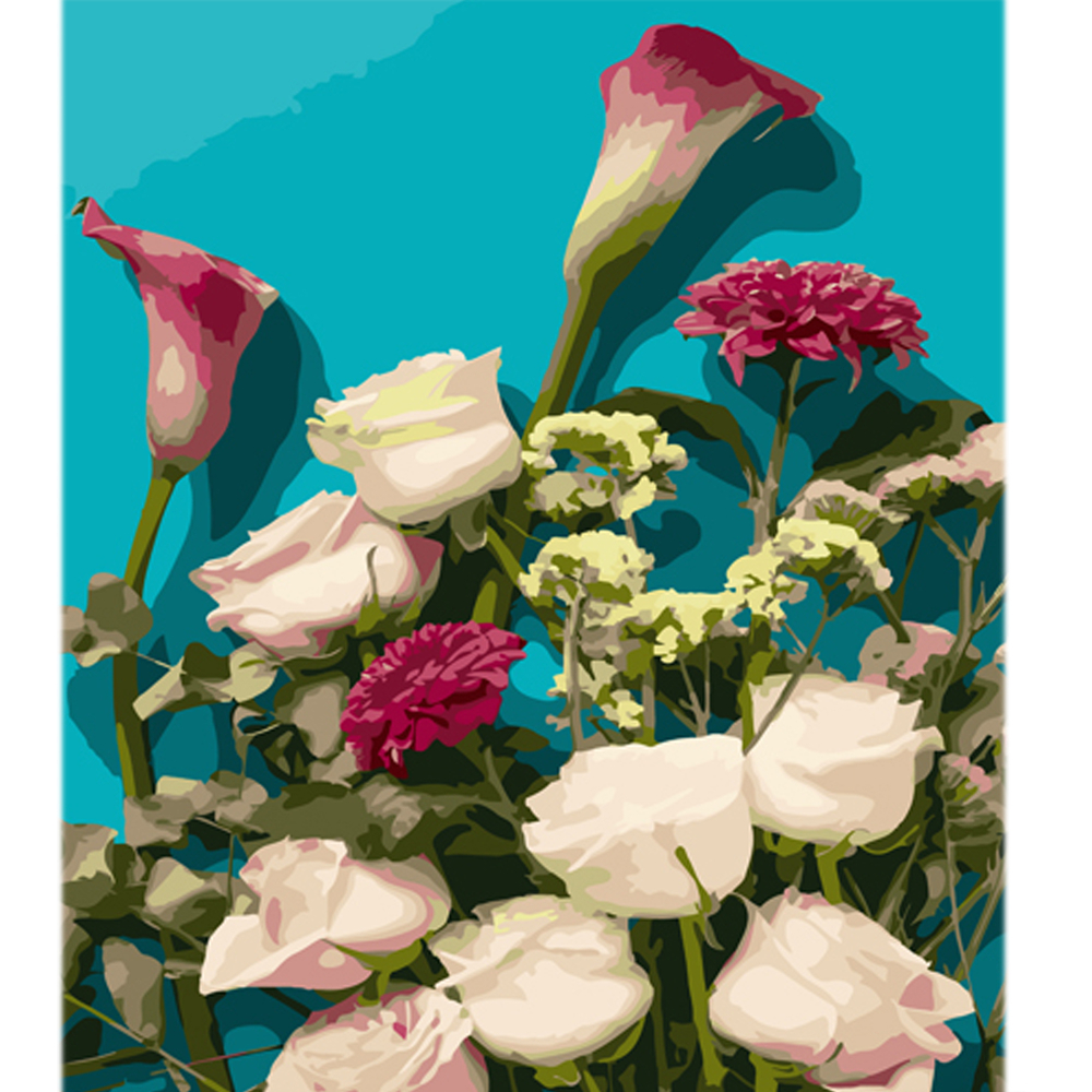 Фото, Відеоогляди картина за номерами strateg ніжність квітів на кольоровому фоні розміром 40х50 см (mz032)