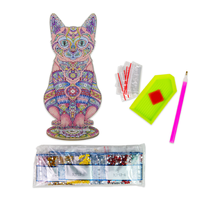 Фото, Видеообзоры алмазна мозаїка strateg преміум кошеня на підставці розміром 30х30 см (bjp13)