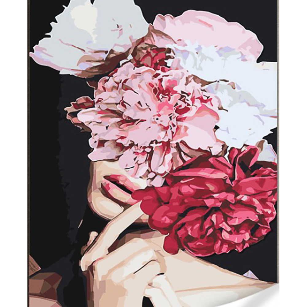 Фото, Відеоогляди картина за номерами strateg думки-півонії на кольоровому фоні розміром 40х50 (gs1592)