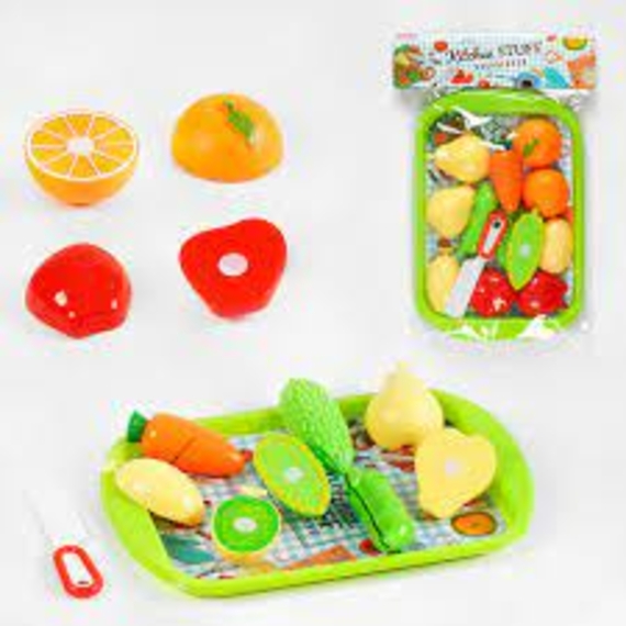 Набір овочів та фруктів М301 (168/2) на липучках. таця., ніж, у пакеті