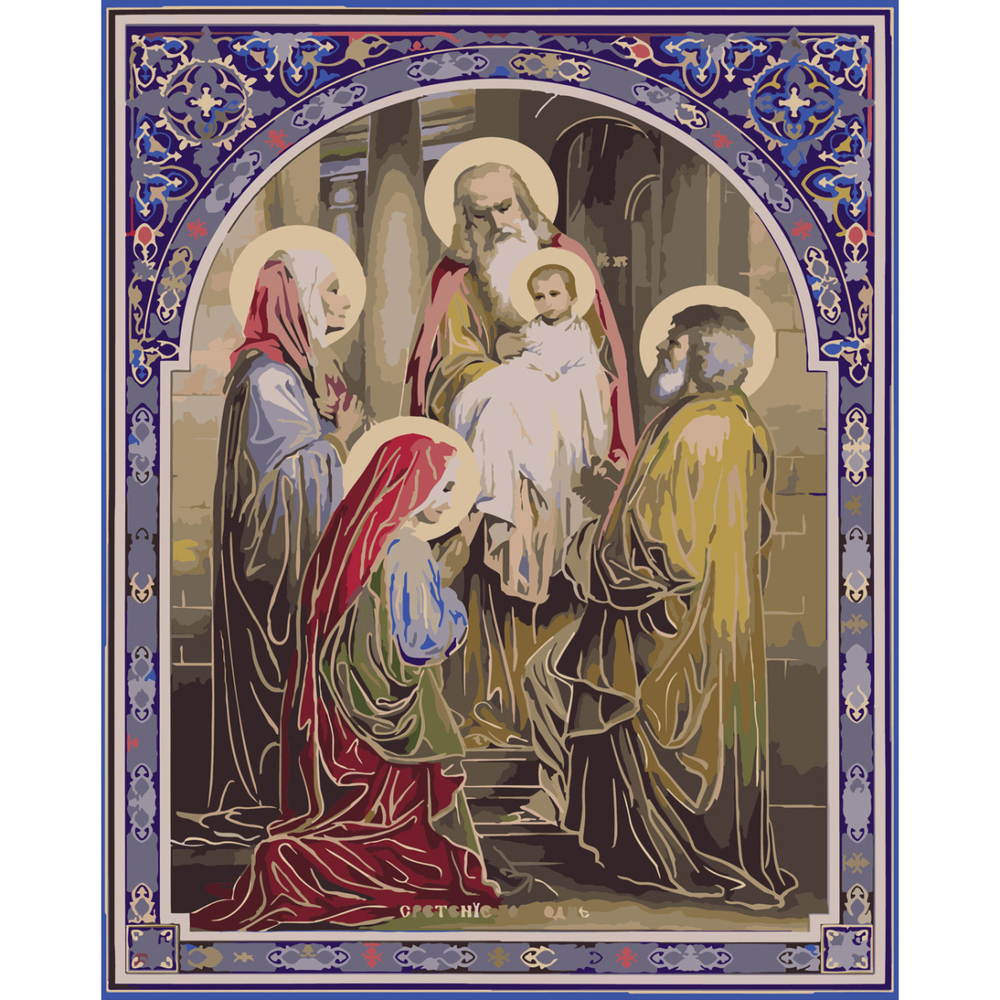 Фото, Відеоогляди картина за номерами strateg преміум стрітення господнє з лаком розміром 40х50 см (sy6701)