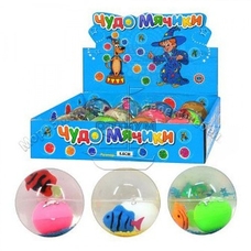 Пригуни M 0088 U/R (144шт) водяные светящиеся, 5,5см, с рыбкой на шарике, 12 шт в дисплее, 26-19-5см