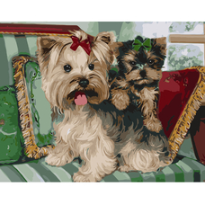 Картина за номерами Strateg ПРЕМІУМ Тер'єри на подушках з лаком розміром 40х50 см VA-1737