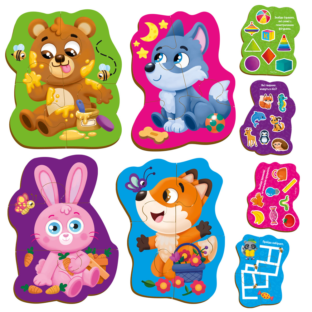 Фото, Відеоогляди гра розвиваюча vladi toys пазли картонні з грою. лісові звірі. vt1722-26