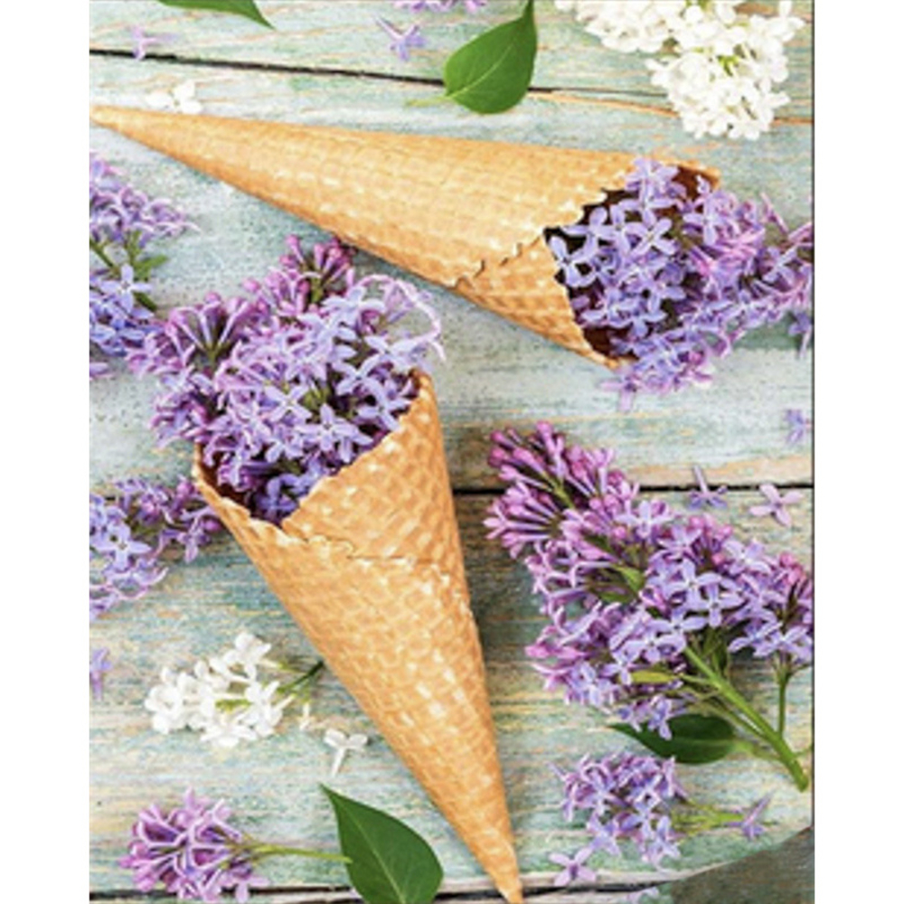 Фото, Видеообзоры алмазна мозаїка strateg преміум ріжок із бузком розміром 40х50 см  (sk85974)