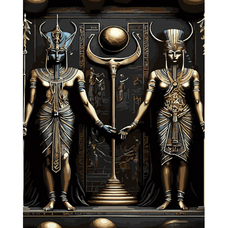 Картина за номерами Strateg ПРЕМІУМ Єгипетські боги з лаком та з рівнем розміром 40х50 см (GS1452)