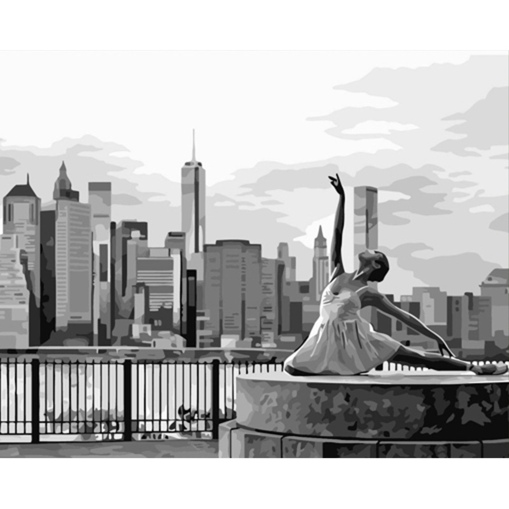 Фото, Відеоогляди картина за номерами strateg преміум балерина в нью йоркі з лаком та з рівнем розміром 40х50 см (dy430)