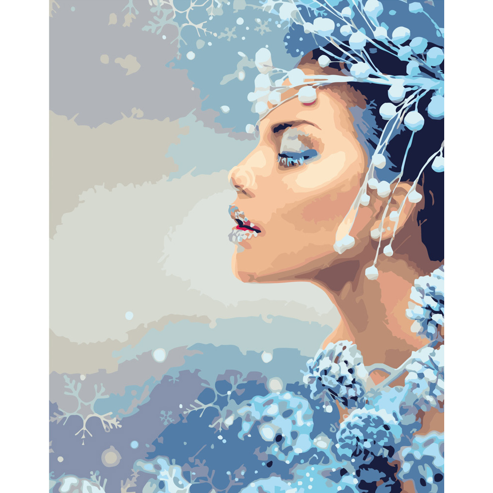 Фото, Відеоогляди картина за номерами strateg преміум зимова дівчина розміром 40х50 см (gs185)