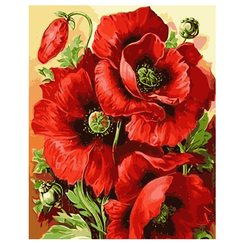 Фото, Відеоогляди картина за номерами strateg преміум маки з лаком розміром 40х50 см va-0659