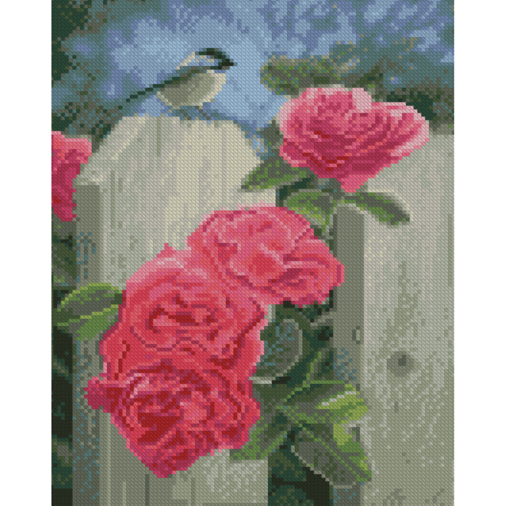 Фото, Видеообзоры алмазна мозаїка strateg преміум синичка на паркані розміром 30х40 см (hx486)